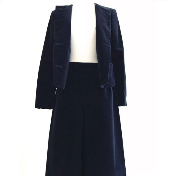 The Scotch House | Crewneck Velour Blazer Skirt Set Womens Size 4 Blue - Picture 3 of 14